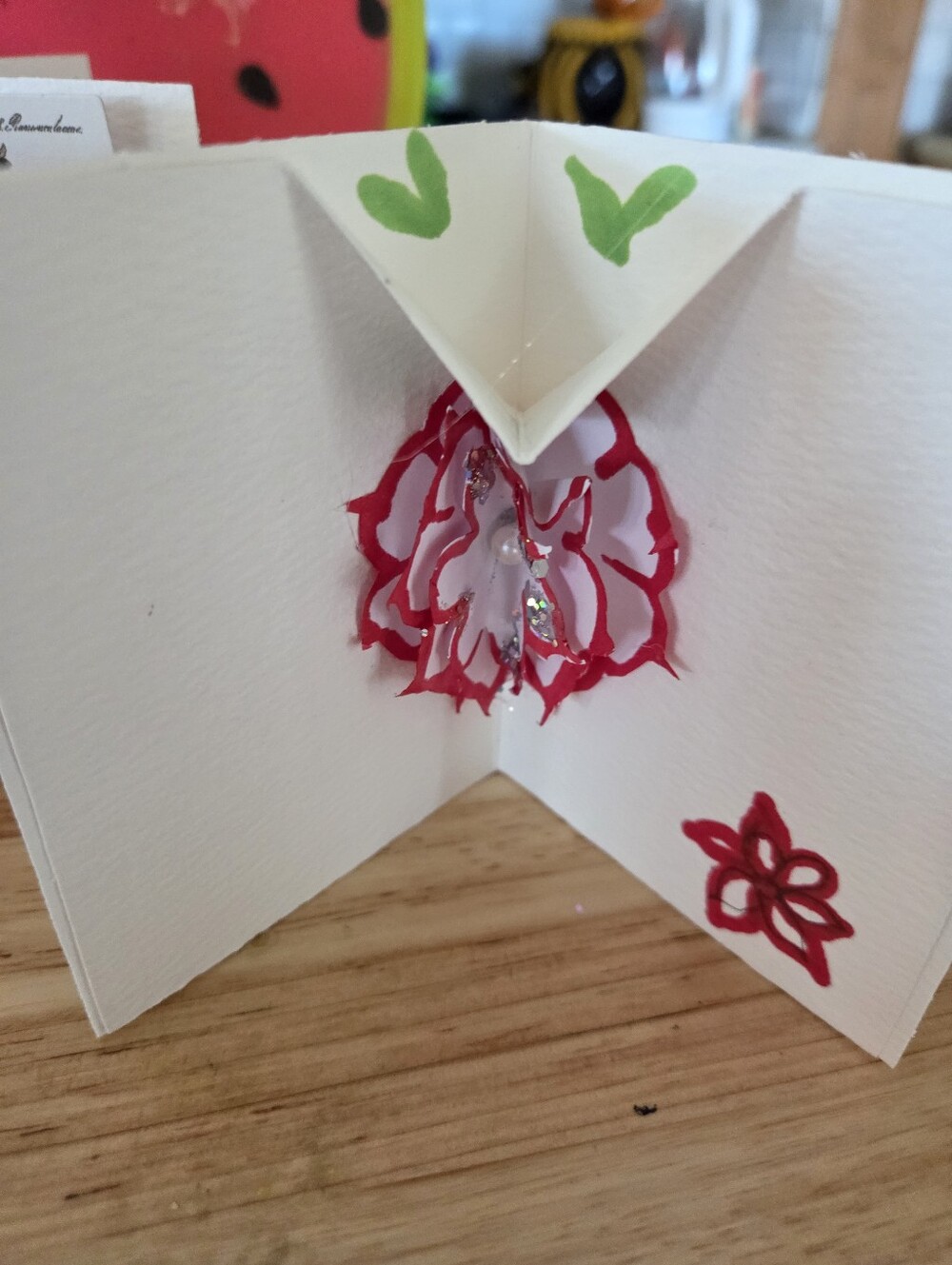Handmade 6 Pop-Up assorted flowers cards with envelopes 4x3